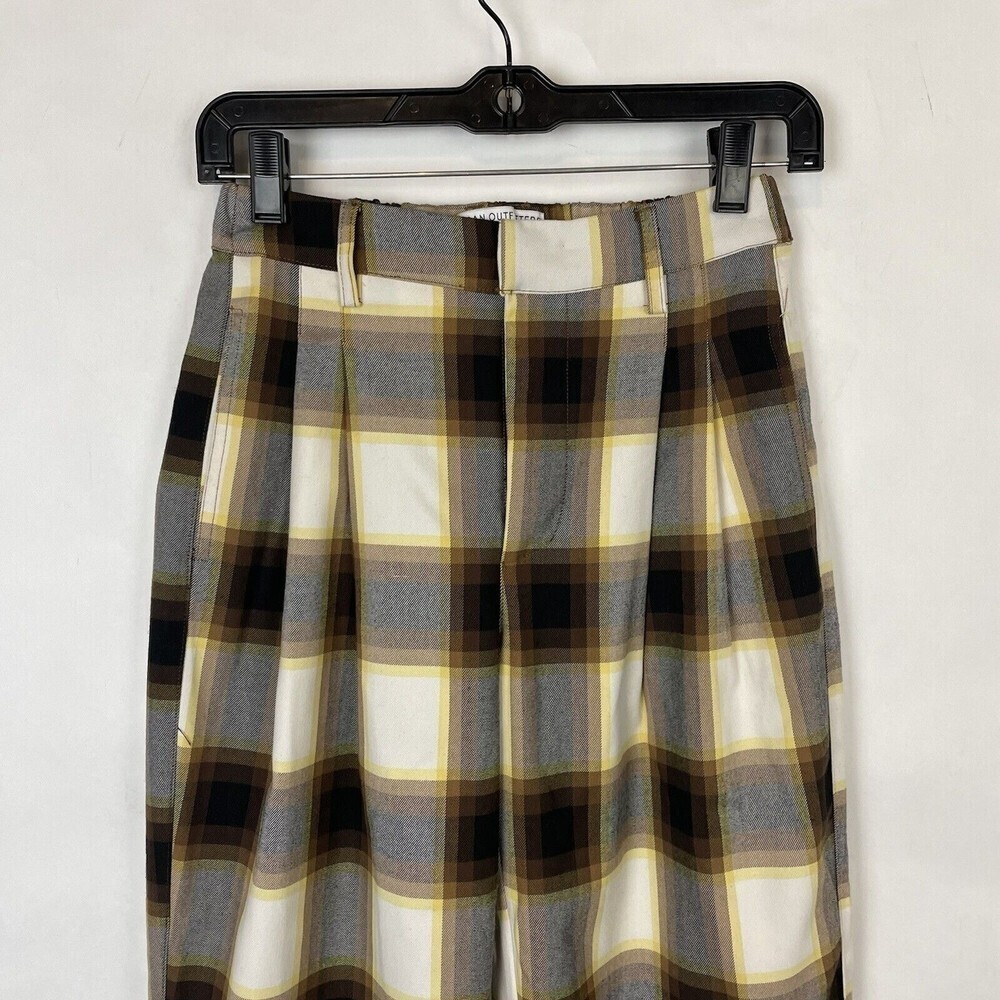 Urban Outfitters size XS Super High Rise Plaid Trouser Pant pleated straight leg - Picture 3 of 9